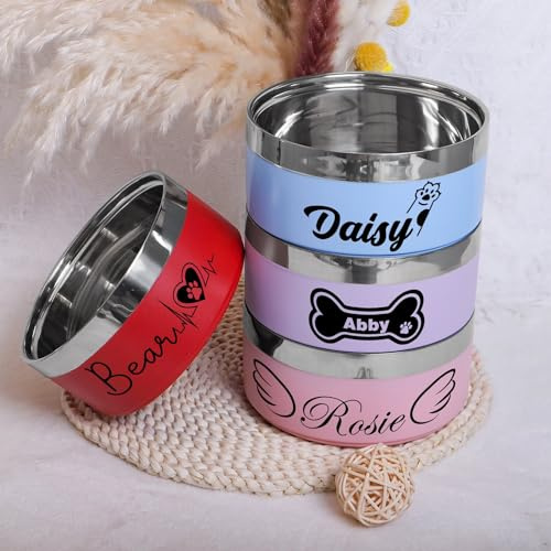 ZoikOm Gamelle pour chien personnalisée en acier inoxydable antidérapant pour nourriture et eau - Fournitures pour animaux domestiques - Grande capacité (18 cm)