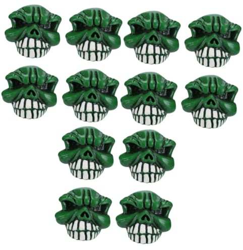 SOLUSTRE 3sätze Skull Head Ventilkappen Für Motorräder Und Fahrräder Grüne Halloween Deko Langlebig Installieren Schützt Ventile Vor Schmutz Und Wasser