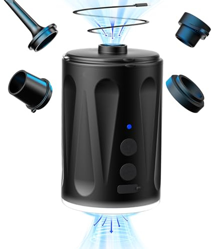 Bärbar snabbpåfyllningspump för luftsäng, 2-i-1, snabb uppblåsning, med 4 munstycken, lämplig för utomhuscamping, uppblåsbar madrass, båt, luftmadrass, pool