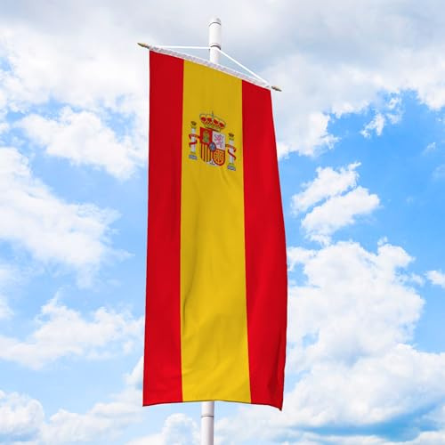Spanien Flagge 80 x 200 cm - für Fahnenmast, Spanienfahne aus reißfestem Fahnen-Polyester-Stoff, Bannerfahne wetterfest und UV-beständig