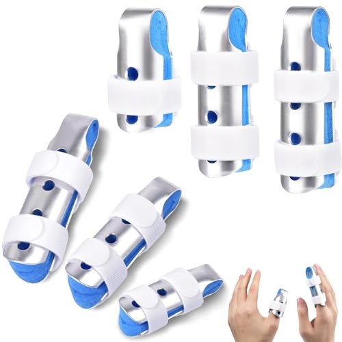 VireEyU Protección de Dedos 6 Piezas - 3 Tamaños Diferentes, Férulas Ajustables para Dedos Pequeños a Grandes, Ideal para Artritis, Fracturas, Tendinitis, Incluye Fundas Protectoras