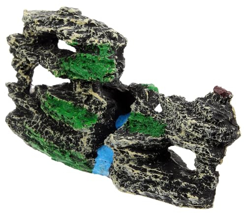 YARNOW Fischtank Dekoration Mit - Kunstfelslandschaft Für Aquarien Für Fische Und Garnelen Langlebig Und