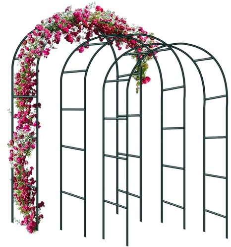 Forever Speed 3PCS Arco de Rosas Trepadoras,Decoracion Jardin Arco de Metal para Plantas Trepadoras 240 x 140 x 38 CM Verde