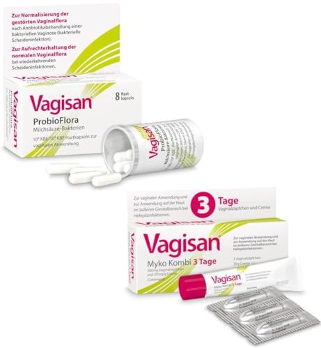 Vagisan Set zur Behandlung von Scheidenpilz - Vagisan Myko Kombi 3 Tage Therapie Kombination aus Vaginalzäpfchen &-creme und ProbioFlora Milchsäure-Bakterien Hartkapseln zur vaginalen Anwendung