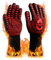 Grillhandschuhe, Grillhandschuhe Hitzebeständig bis 800°C, Feuerfeste Handschuhe, Ofenhandschuhe, Topfhandschuhe, mit Anti-Rutsch Silikon, Waschbare, 34cm, für Küche Grill BBQ Backen (L/XL Rot)