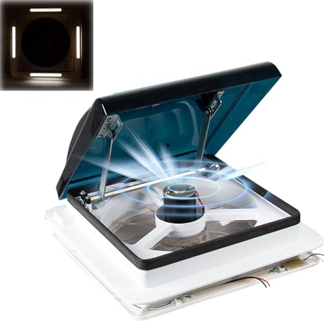 XRRJFYH Ventilazione sul Tetto Camper con Luce LED, Ventilatore Camper Ventola di Ventilazione Oblo Camper, DC 12V