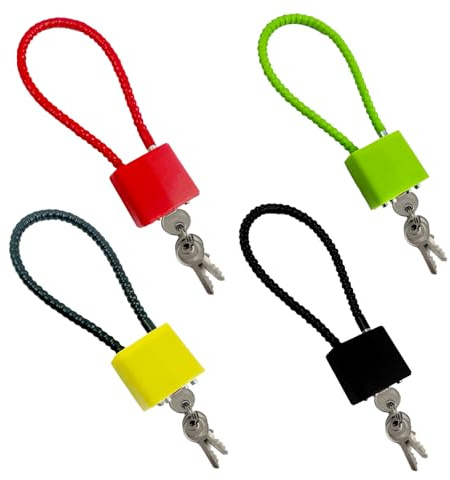 KATIMI 4 Pieces Steel Rope Padlocks with Keys, Heavy Duty Long Padlock and Chain, 4 Colors Anti-Theft Bin Lock with 3 Keys, Adjustable Suitcase Locks with Keys, for File Cabinet Strongbox