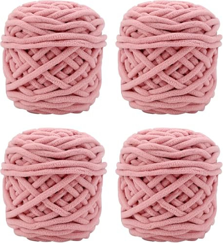 SDNAM Strickwolle 4 x 100 g, mehrfarbiges Strickgarn zum Häkeln, weiches, klobiges Garn für Garnprojekte, Plüschbälle, handgefertigte Taschen, Pullover Schuhe Mützen Pullover Decken Schals(6G)