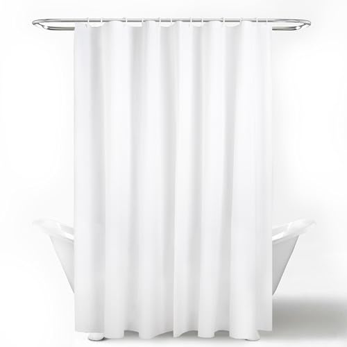 SJDOFU Duschvorhang, 180x180 cm Duschvorhänge, Shower Curtain, Waschbar Hochwertig Stoff Duschvorhang Badewanne Mit 12 Duschvorhangringen für Badewanne und Dusche(Weiß)