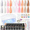 Kit Ongle Gel UV Complet avec Lampe 37PCS, COSCELIA 10 Farben 16ml Poly Extension Gel, 6pc Acrylique Poudre Pailleté, Base et Top Coat, Faux Ongles Manucures Kit Débutant