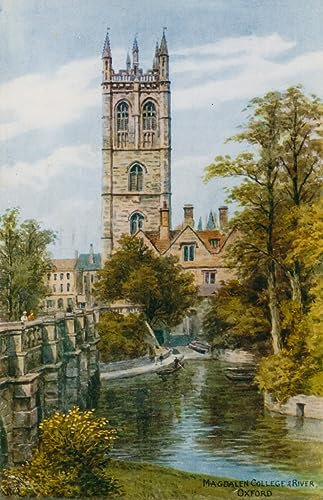 EQVRDCUW Klassische Malerei Wandkunst Leinwanddrucke Leinwand K unstwerk Magdalen College und River Oxford von Alfred Robert Quinton Ölgemälde Kunstdruck für Bürodekoration 60x90cm