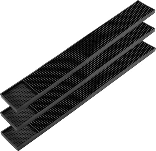 WowDay Bar Mat Non-Slip Rubber Bar Mats for Countertop Bartending Bar Service Spill Mat Bar Restaurant Table Drink Mat Barber Station Mat for Hair Salon (24x3x0.4inch - 3PCS)
