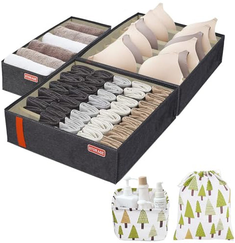 Zythrem 5 Pezzi Pieghevole Organizer Armadio, Divisori Per Cassetti Intimo, Salvaspazio Scatola porta Stoccaggio Organizzatore di Vestiti Contenitore per Intima, Calzini, Mutande, Cravatte