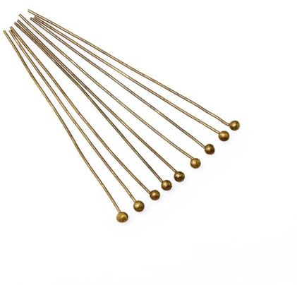 Wisafory 200 Stück Kugelkopfstifte für Schmuckherstellung, 40 mm Biegsame Kopfstifte aus Metall, Perfekt zum Basteln von Ohrringen, Anhängern, Perlen & Armbändern, Vielseitiges DIY-Zubehör Bronze