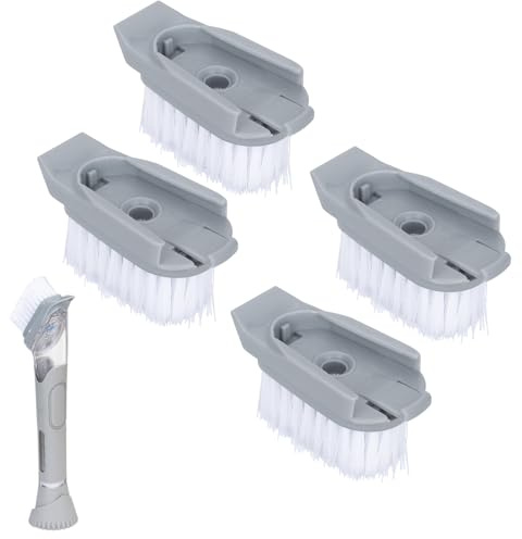 4 Pack Dish Brush Refills Compatible with Scrub Daddy Dish Wand, Replacement Heads for Soap Dispensing Brushes, Heavy Duty Brush Cleaning Head Fits Soap Dispensing Handle for Kitchen Cleaning