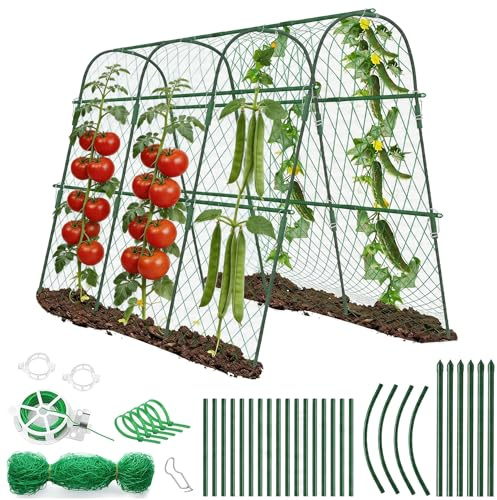 Enrejado para Pepinos En Un Juego, Enrejado para Pepinos De Jardín para Plantas Trepadoras, 160cmx120cm, con Red Trepadora para Plantas Trepadoras, Enrejado De Apoyo para Exteriores