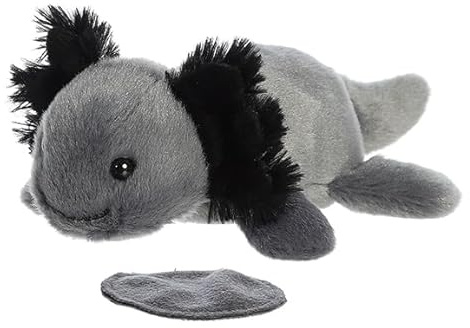 Aurora® Adorable Shoulderkins™ Ebon Black Axolotl™ Stuffed Animal - Fun Buddy that Can Go Everywhere with You - Perfect for Kids 3+ Years and Costumes - 6.5 Inches