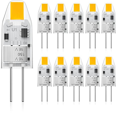 Eco.Luma G4 LED Lampen 1W Ersatz für 10W Halogenlampen, Mini Kapsel Glühbirne AC/DC 12V Warmweiß 2700K, Kein Flackern, Nicht Dimmbar Licht für Heimbeleuchtung, 10er Pack