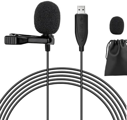Micrófono Lavalier USB, micrófono condensador omnidireccional de solapa con micrófono con cable tipo C, conector de 3,5 mm para teléfono, PC, Mac, portátil, YouTube, Skype, grabación, podcast, juegos