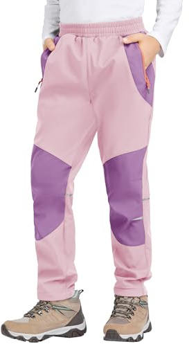 Zoofly Kinder Softshellhose Schneehose Warm Outdoorhose Wanderhose Kinder Skihose Thermohose Jungen Mädchen Gefüttert Trekkinghose Outdoor Hose