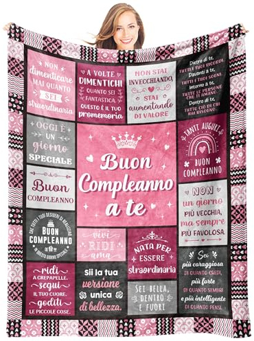 Giftasy Regalo Donna Compleanno, Regalo Amica - Idee Coperta Plaid Piena di Benedizioni, Regali Compleanno Donna Originale per Migliore Amica, Collega, Mamma, Nonna, Sorella, Fidanzata (157x132 cm)