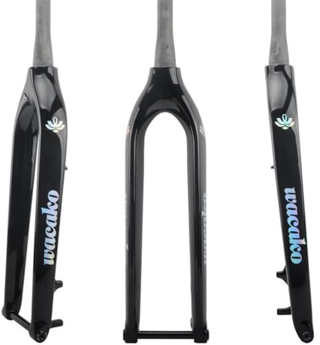 JNTFNE Fourche de VTT Rigide en Fibre de Carbone 29 Pouces, axe traversant 15 x 100 mm, Tube Conique 1-1/2, Fourche Avant pour Frein à Disque (Couleur : Noir Brillant A)