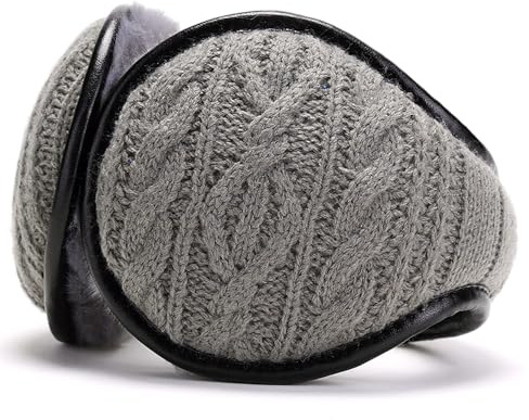 Harssidanzar Winter Ohrenschützer für Männer und Frauen, unisex verstellbare Ohrenschützer, faltbare Ohrwärmer HU303EU,Grau