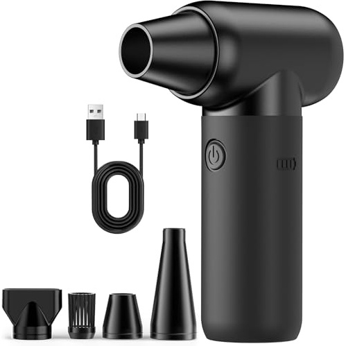 Elektrische Staubgebläse, 3-Gang 180000 U/min Compressed Air Duster USB Wiederaufladbar Druckluftspray PC Reinigungsset Mit Akku mit großer Kapazität für Laptop,Tastatur,Auto,Bürogeräte,Sofa