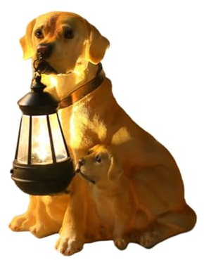 FUTUREORYY Escultura Solar Perro Decoración Jardín Lámpara Solar Realista Para Patio