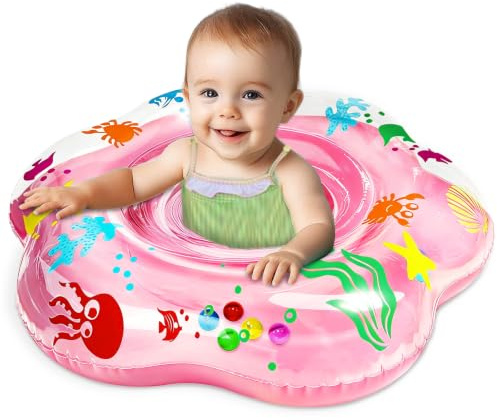 25.6 Inflatable Baby Pool Float for 6-36 Months Anti-Flip Safety Baby Swimming Float Toddler Swim Trainer Water Toys, Infant Swim Floats, Toddler Floaties, Kids Beach Toys Summer Essentials