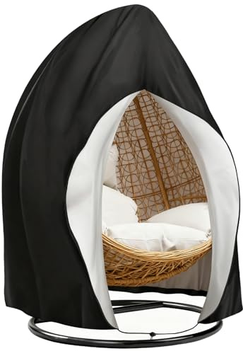 Goutime Housse de Chaise Oeuf Anti-UV & Imperméable, Housse de Chaise Suspendue Robuste 210D Oxford avec Fermeture Éclair pour Balançoire Extérieure