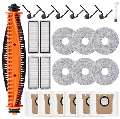 24-Piece Accessory Set for Xiaomi Robot Vacuum 5/5 Pro Robot Vacuum Cleaner | Replacement parts with 1 anti-tangle main brush, 6 mop pads, 6 dust bags, 4 filters, 6 side brushes, 1 cleaning brush