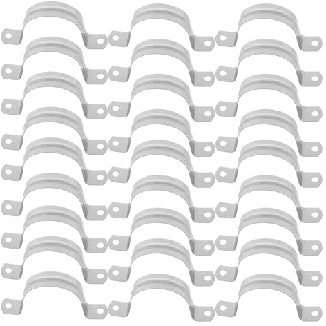 WOONEKY 50pcs Stainless Steel Double-Hole U Clamp Pipe Strap Rigid Pipe Support Bracket for Wall Mounted EMT Conduit Tube Holder Corrosion-Resistant
