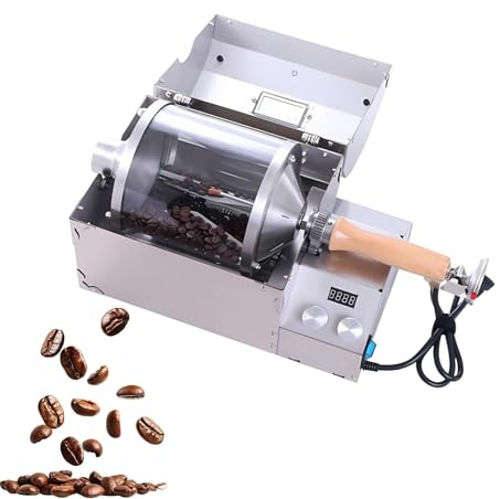 Commercial Coffee Roaster 1200w, Electric Drum Coffee Roasting Machine with Quartz Glass Drum, Home Coffee Bean Baking Machine for Beginners and Small Business