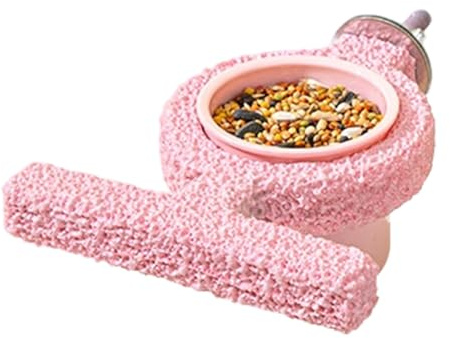 Fågelbur foderställ, fågelbursskål och fågelbur skål med sittpinne, vattenskål för Conure, för papegoja, kanariepapegoja, calopsitte och Lovebird