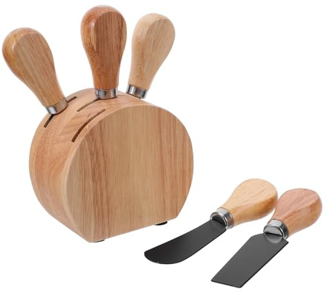 LABRIMP Set Coltelli da Formaggio in Acciaio Inox con Ceppo in Legno di Quercia Coltello da Burro e Forchette per Formaggi Morbidi e Duri Utensili da Cucina Compatti per Taglieri e