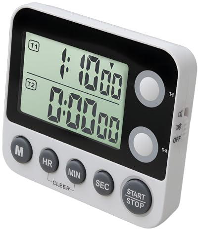 Digital Dual Kitchen Timer for Cooking 2 Channels Count UP/Down Stopwatch Loud Alarm Silent Mode Memory Time Large Display Magnetic Back Multi Time Management Tool for Kitchen Meeting Class