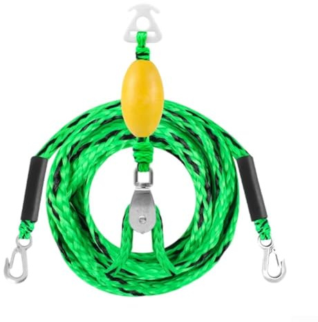 Shophubio Corda da traino resistente per barche da 5,4 m, per tubi e sci d'acqua, corda in poliestere di trazione fino a 2177 kg, con puleggia rotante a 360°, connettori galleggianti per Wakebo