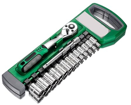 ZYAGH Set Di Bussole Da 1/4-3/8-1/2, Bussole Metriche Con Chiave A Cricchetto A Sgancio Rapido, Modello Professionale 72 Denti(15pcs)