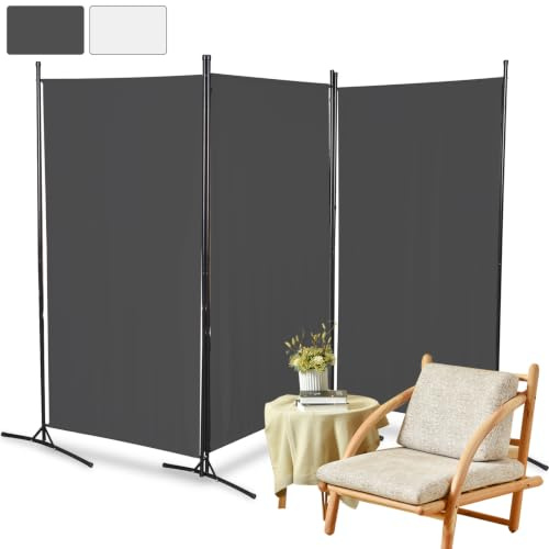 Jaxguom Paravento Divisorio 260x180 cm, Frangivista Grigio Scuro | Paravento autoportante e separé divisorio frangivista per interni ed esterni: giardino, balcone, terrazza, ufficio e bagno