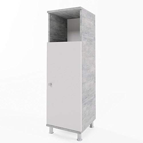Vicco Midischrank Beton Fynn 30x95x30 cm - Badezimmermöbel, Bietet Stauraum für Handtücher, Pflegeprodukte und Reinigungsmittel