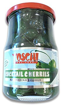 GR 630 GREEN COCKTAIL CHERRIES CILIEGINE VERDI CON GAMBO ALLO SCIROPPO CILIEGIE CANDITE PER LONG DRINKS PER COPPE GELATO E DOLCI ICE CREAM