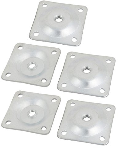 sourcing map 5Stk. M8 2mm Dicke Eisen Verzinktem Quadrat Möbel Bein Montageplatten Silberton DE de