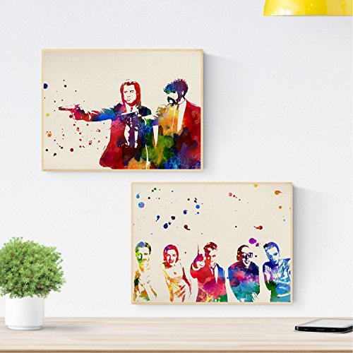 Nacnic - 2 Láminas Acuarela Pulp Fiction y Trainspotting - Poster Decorativo Moderno sobre Cine - Arte de Pared para Salón, Dormitorio, Habitación
