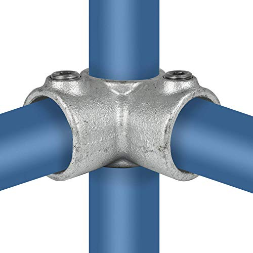 Klemp - Kreuzverbinder, Eck-Stück, Kreuz-T-Stück, 90-Grad, Rohrverbinder, Temperguss galvanisiert, feuerverzinkt, inkl. Schrauben - Typ Typ 20C - 33,7 mm / 1