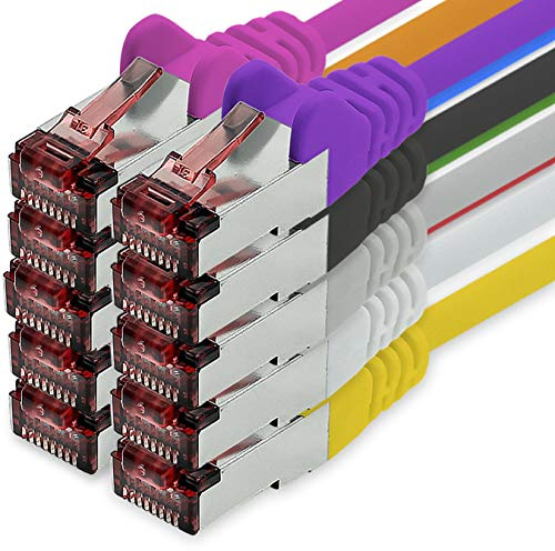 freiwerk Netzwerkkabel Cat.6 15m 10 Farben Ethernetkabel Lankabel Cat6 Lan Netzwerk Kabel Sftp Pimf Patchkabel 1000 Mbit s