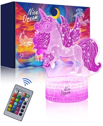 Nice Dream Night Light for Kids, 3D Night Lamp, 16 Colors Changing with Remote Control, Room Decor, Gifts for Children Girls Boys