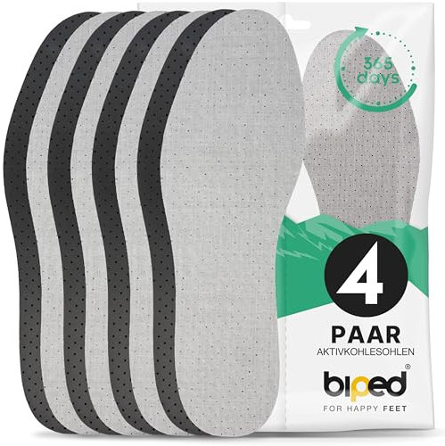 biped 4 paires de semelles en charbon actif - Semelles pour hommes et femmes contre la transpiration et les odeurs - Semelles latex souples pour des pieds frais z2727(36)