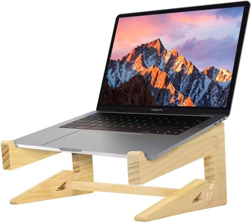 LYG Supporto verticale per computer portatile, in legno, compatibile con MacBook Air, Mac Pro, Chromebook, HP, DELL, Acer, Toshiba, Surface, Lenovo, ecc