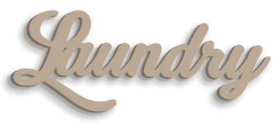 Decorazione Murale da bagno Laundry - Scritta in Legno Decorazione da Appendere alla Parete del Bagno Lavanderia - Complemento d'Arredo Ornamenti in Legno per il Bagno di Declea